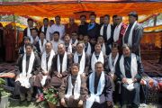 Его Святейшество Далай-лама с членами Автономного горного совета развития Ладака в Лехе. Штат Джамму и Кашмир, Индия. 3 августа 2012 г. Фото: Тензин Такла (офис ЕСДЛ)