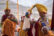 Мастера ритуального пения совершают подношения во время молебна о долгой жизни Его Святейшества Далай-ламы в монастыре Дискет. Дискет, долина Нубра, штат Джамму и Кашмир, Индия. 12 июля 2017 г. Фото: Тензин Чойджор (офис ЕСДЛ)